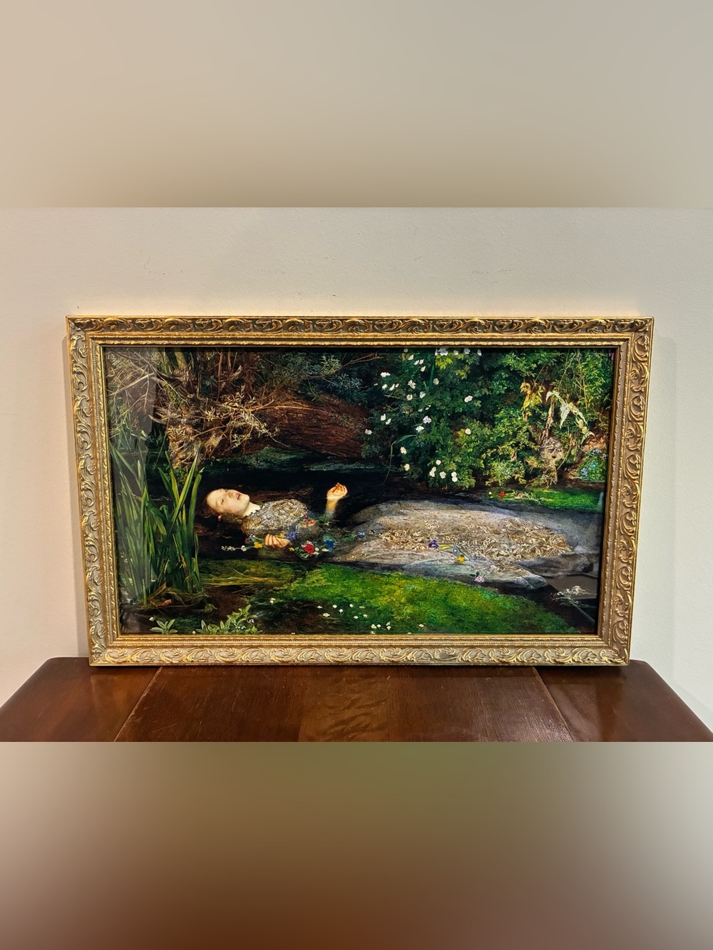 Death of Ophelia John Everett Millais Gold Framed Print 22x14 Hamlet Wall Art
